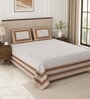 Brown Geometric 100% Cotton Super King Size Bedsheet with 2 Pillow Covers