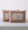 Brown Floral 100% Cotton Super King Size Bedsheet with 2 Pillow Covers