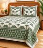 Green Elephant 100% Cotton King Size Bedsheet with 2 Pillow Covers