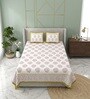 Cream Floral 100% Cotton King Size Bedsheet with 2 Pillow Covers