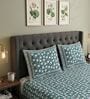 Green Floral 100% Cotton Super King Size Bedsheet with 2 Pillow Covers