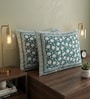 Green Floral 100% Cotton Super King Size Bedsheet with 2 Pillow Covers