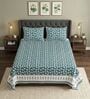 Green Floral 100% Cotton Super King Size Bedsheet with 2 Pillow Covers