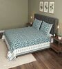 Green Floral 100% Cotton Super King Size Bedsheet with 2 Pillow Covers