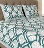 Green Floral 100% Cotton Super King Size Bedsheet with 2 Pillow Covers