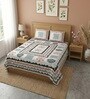 Grey Abstract 100% Cotton King Size Bedsheet with 2 Pillow Covers