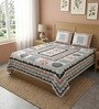Grey Abstract 100% Cotton King Size Bedsheet with 2 Pillow Covers