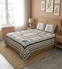 Grey Abstract 100% Cotton King Size Bedsheet with 2 Pillow Covers