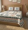 Grey Abstract 100% Cotton King Size Bedsheet with 2 Pillow Covers