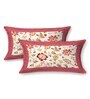 Orange Floral 144 TC Cotton King Size  King Size Bedsheet With 2 Pillow Cover