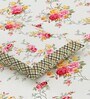 Orange Floral 144 TC Cotton King Size  King Size Bedsheet With 2 Pillow Cover