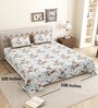 Beige Floral 144 TC Cotton King Size  King Size Bedsheet With 2 Pillow Cover