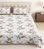 Beige Floral 144 TC Cotton King Size  King Size Bedsheet With 2 Pillow Cover