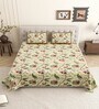 Soft Yellow Floral 144 TC Cotton King Size  King Size Bedsheet With 2 Pillow Cover