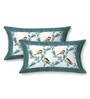 Blue Birds Print 144 TC Cotton King Size  King Size Bedsheet With 2 Pillow Cover