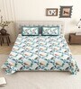 Blue Birds Print 144 TC Cotton King Size  King Size Bedsheet With 2 Pillow Cover