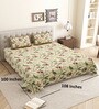 Soft Yellow Floral 144 TC Cotton King Size  King Size Bedsheet With 2 Pillow Cover
