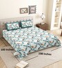 Blue Birds Print 144 TC Cotton King Size  King Size Bedsheet With 2 Pillow Cover