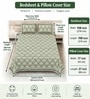 Light Green Floral 100% Cotton Super King Size Bedsheet with 2 Pillow Covers
