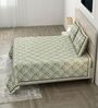 Light Green Floral 100% Cotton Super King Size Bedsheet with 2 Pillow Covers
