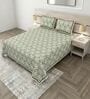 Light Green Floral 100% Cotton Super King Size Bedsheet with 2 Pillow Covers