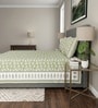 Light Green Floral 100% Cotton Super King Size Bedsheet with 2 Pillow Covers