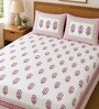 Maroon Floral 100% Cotton Super King Size Bedsheet with 2 Pillow Covers