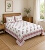 Maroon Floral 100% Cotton Super King Size Bedsheet with 2 Pillow Covers