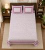 Maroon Geometric 100% Cotton Super King Size Bedsheet with 2 Pillow Covers