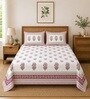 Maroon Floral 100% Cotton Super King Size Bedsheet with 2 Pillow Covers