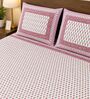 Maroon Geometric 100% Cotton Super King Size Bedsheet with 2 Pillow Covers