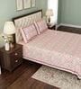 Peach Floral 100% Cotton Super King Size Bedsheet with 2 Pillow Covers