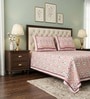 Peach Floral 100% Cotton Super King Size Bedsheet with 2 Pillow Covers