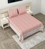 Peach Floral 100% Cotton Super King Size Bedsheet with 2 Pillow Covers