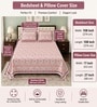 Peach Floral 100% Cotton Super King Size Bedsheet with 2 Pillow Covers