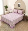 Pink Floral 100% Cotton King Size Bedsheet with 2 Pillow Covers
