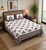 Purple 210 TC 100% Cotton Elephant Printed Super King Size Bedsheet with 2 Pillow Covers