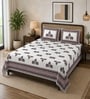 Purple 210 TC 100% Cotton Elephant Printed Super King Size Bedsheet with 2 Pillow Covers