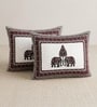 Purple 210 TC 100% Cotton Elephant Printed Super King Size Bedsheet with 2 Pillow Covers