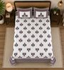 Purple 210 TC 100% Cotton Elephant Printed Super King Size Bedsheet with 2 Pillow Covers