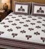 Purple 210 TC 100% Cotton Elephant Printed Super King Size Bedsheet with 2 Pillow Covers
