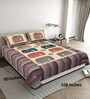 Beige Elephant Print 144 TC Cotton Double bedsheet  Bedsheet With 2 Pillow Cover