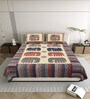 Beige Elephant Print 144 TC Cotton Double bedsheet  Bedsheet With 2 Pillow Cover