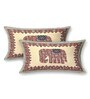 Beige Elephant Print 144 TC Cotton Double bedsheet  Bedsheet With 2 Pillow Cover