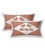 Orange And White Traditional print 144 TC Cotton Double bedsheet  Bedsheet With 2 Pillow Cover