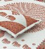 Orange And White Traditional print 144 TC Cotton Double bedsheet  Bedsheet With 2 Pillow Cover