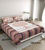 Orange And White Traditional print 144 TC Cotton Double bedsheet  Bedsheet With 2 Pillow Cover