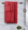 Red Solid 550 GSM Cotton 6 Pieces Towel Set