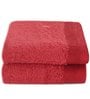 Red Solid 550 GSM 100 % Cotton Hand Towel (Set of 2)