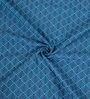 Blue Geometric Cotton 7 Ft Light Filtering Eyelet Door Curtain